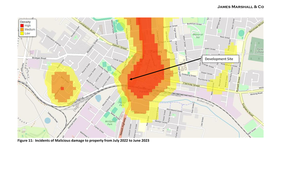 A map of a city with red and yellow areas

Description automatically generated