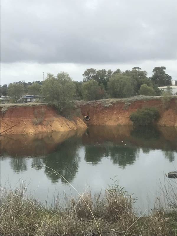 A body of water with a cliff and trees

Description automatically generated